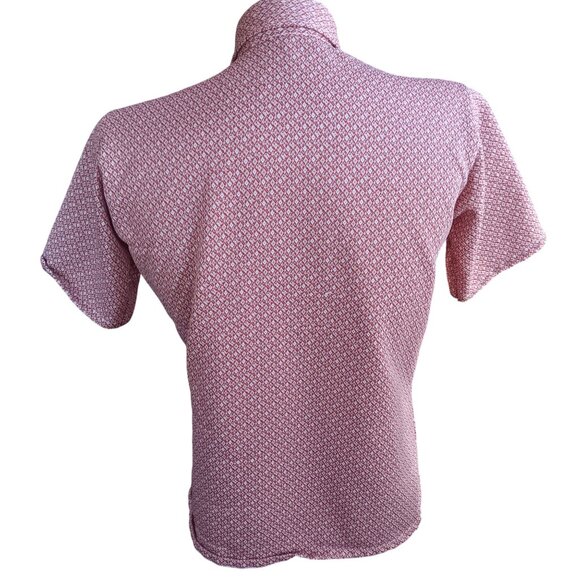 Vintage Men's Medium Disco Shirt 1970s Towncraft Red Diamond Print Stretch Knit - Picture 6 of 7